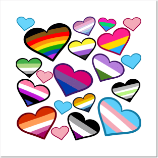 LGBTQIA+ Pride Hearts Posters and Art